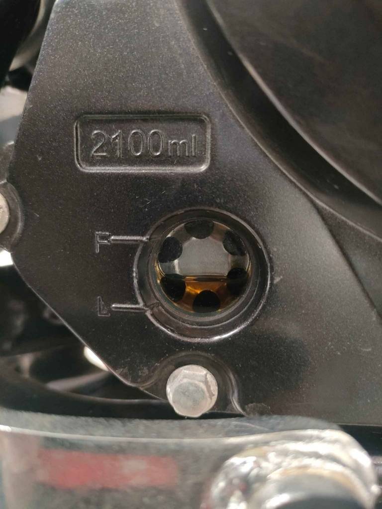 Oil gauge after adding oil